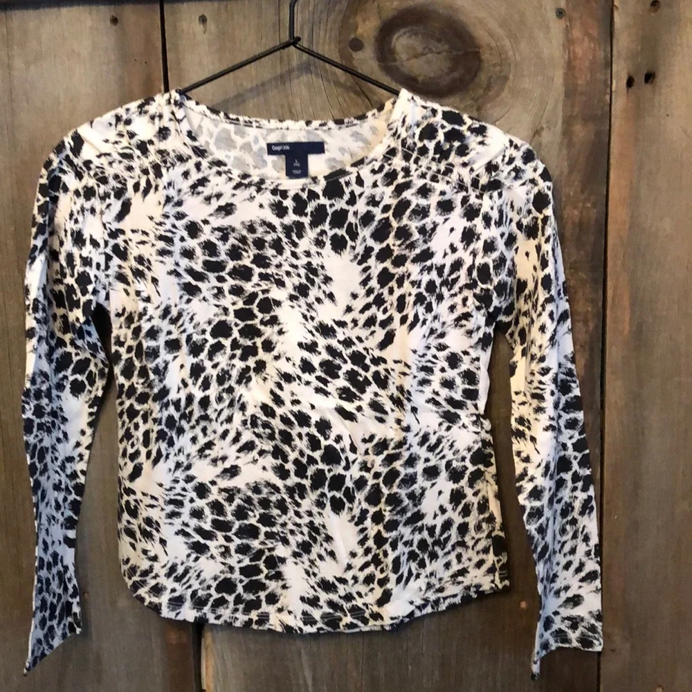 Gap Smocked Black Cream Top Sz 10 Large